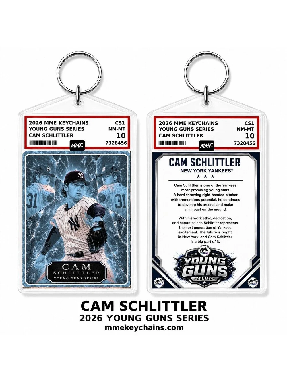4296 Cam Schlittler Young Guns Series Custom Photo Keychain Carolina Blue Ice